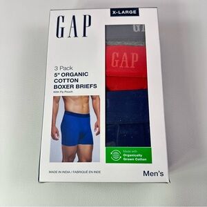 **3 Pack NEW GAP SZ XL Men's Boxer Briefs Organic Cotton Gray, Red, Blue